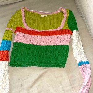 Knitted long sleeve crop top (beautifully multicolored)